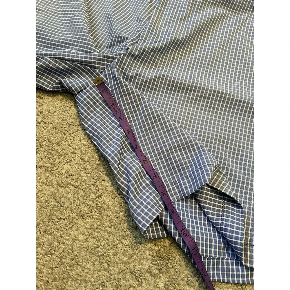 Peter Millar Shorts Mens 38 Blue White Check Wicking Golf Performance Activewear